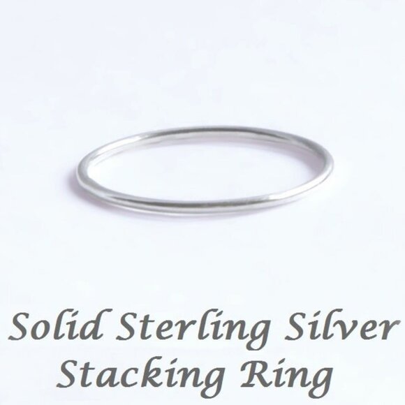 Sterling Silver Minimalist Stacking Ring 1mm Thin Dainty Band Ring Stamped 925 - Picture 1 of 4